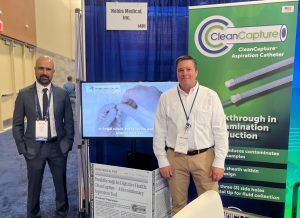 Dr. Ali Rezaie, MD, MSc, FRCP(C), Medical Director of the Cedars-Sinai GI Motility Program and Lead Developer of the CleanCapture™ device, and Brian Murray, General Manager at Hobbs Medical, Inc. at the Hobbs Medical booth at ACG 2025