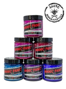 Jars of the Manic Panic colors that make up The Aging Disgracefully Collection