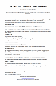 Poster-style image of the Declaration of Interdependence, a community covenant published by Good Karma Karaoke and Good Karma KaraCreations