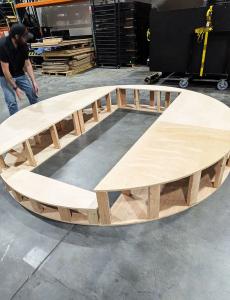 Breakdown of the assembly - custom portable staging solution provided by Smartstage