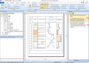 A screenshot of a computer program with various graphs in the center and text comments on the right