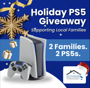 Graphic of 2 PS5 consoles SouthShore Roofing and Exteriors will be giving away