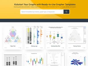 An image of a web page with navigation and search at the top followed by sample graphs and charts