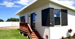 Steel home exterior complete with detailing and landscaping