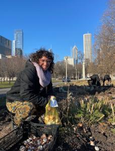 Fall bulb planting in Chicago with Urban Growers Collective, aligned around efforts to divert organic materials from the waste stream.