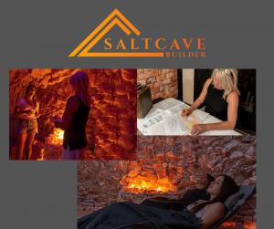 Professionally designed salt cave with warm lighting, textured salt walls, and tranquil seating.