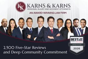 The Karns & Karns team of personal injury attorneys, showing the firm's dedication and "Best Law Firms - United States 2026" recognition.