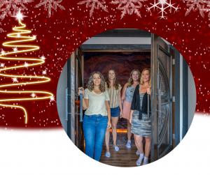 A small group of friends enjoying a peaceful salt cave session at Oceanair Himalayan Salt Cave on Cape Cod.