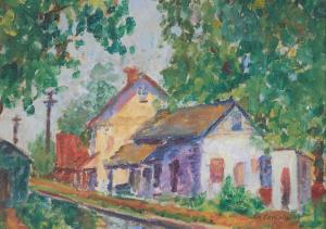 Original oil on canvas painting by Charles Camoin (French, 1879-1965), titled Petits Maisons (estimate: $4,000-$8,000).