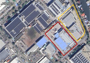 Aerial view of Foresight's Malaysia campus with the new addition outlined in red.