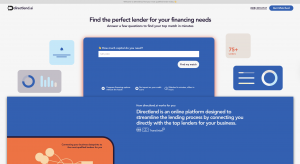 Directlend AI Homepage where business owners can get started on finding their top lender matches