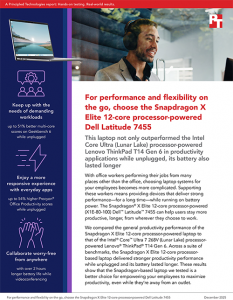 Frist page of report titled: For performance and flexibility on the go, choose the Snapdragon X Elite 12-core processor-powered Dell Latitude 7455