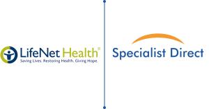 Side by side logos of LifeNet Health and Specialist Direct