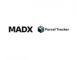 MADX Digital and Parcel Tracker logos displayed side by side on a white background