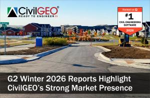 CivilGEO recognized as the #1 civil engineering software in G2 Winter 2026 reports, highlighting strong market presence and customer trust.