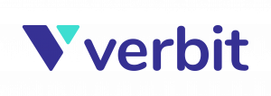 The Verbit logo is featured - a Stylized 'V' in dark blue and aqua with the word 'Verbit' in dark blue to its right.