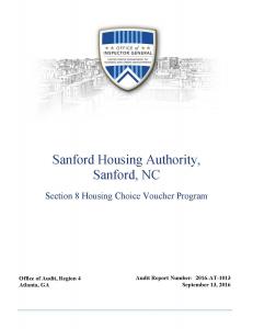 2016 HUD Office of Inspector General (OIG) Report for the Sanford Housing Authority_NC
