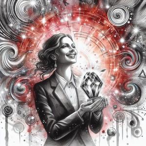 Pen and ink drawing of a hypnosis award and happy hypnotist.