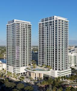 Exterior rendering of direct oceanfront high rise on Fort Lauderdale Beach, Selene Oceanfront Residences.