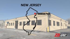 ZD Stucco Repair new office in Elmwood Park with a map of NJ