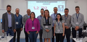The team of the L2D2 EU funded project standing during a project meeting