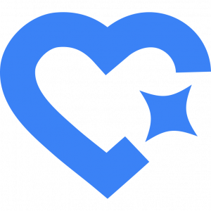 LovedByAI Logo of Blue Heart with AI Spark
