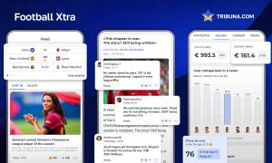Football Xtra app screens showing live scores, football statistics, player salary data, and fan discussions