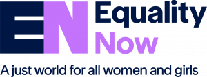 Equality Now's logo - it says Equality Now - A just world for all women and girls