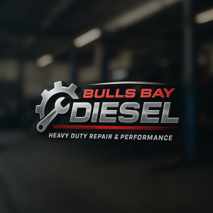 Bulls Bay Diesel logo featuring a gear and wrench with the words “Heavy Duty Repair & Performance”