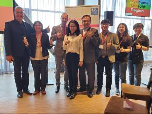 The Vice mayor Zeist Sander Jansen (third from left), TGN Director Valerie Hsu and Jelle van der Weijde at EBU’s Get Connected Congress 2019
