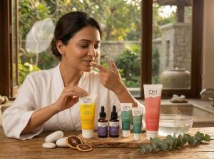 woman eating food-grade skincare