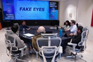 FakeEyes CEO Mason Kim conducts interviews with journalists from five countries—the United States, France, the United Arab Emirates, Taiwan, and Vietnam.