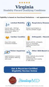 qualifying conditions for disability parking placard virginia