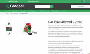 The Gradeall Car Tyre Sidewall Cutter builds upon our previous tyre cutting machine experience gathered from the truck tyre sidewall cutter.