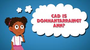 : LearningMole Irish-language resource: animated thumbnail for What Is Gravity from HighFive Facts