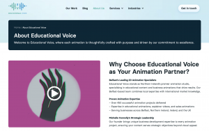 Graphic illustrating Educational Voice's animation partnership approach, highlighting the collaborative process from initial concept to finished production.