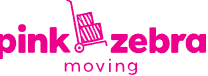Pink Zebra Moving company logo in pink and black