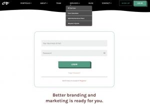 Login page for Creative Repute’s client portal featuring email and password fields for secure account access.