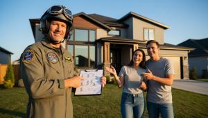 Top Gun Buyer Agent In Front Of House With Happy Buyers