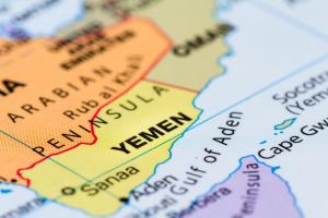 Closeup of a map of Yemen