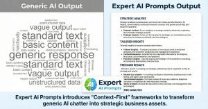 Comparison between generic AI results and Expert AI Prompts context-first output for small business.