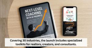 Digital display of industry-specific AI prompt packs for Real Estate, Etsy, and Coaching sectors.