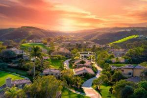 Rancho Santa Fe, California skyline and residential community known for luxury homes and estate properties.