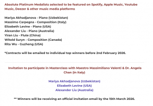 Trinity International Music Competition Top Winners