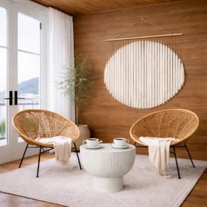 Elegant wall decor living room with wood wall hanging decor