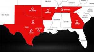 Map showing the coverage area for CMAC, spanning five states from Texas to Georgia.