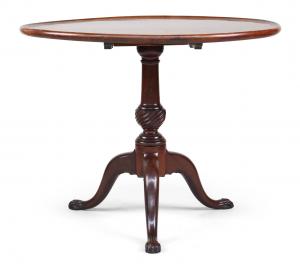 The James Atkinson Chippendale carved mahogany tea table, documented to John Goddard (1724-1785), Newport, 1773, with original bill of sale dated December 9, 1773. Estimate: $20,000-$40,000