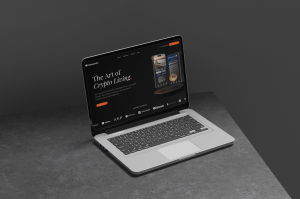 Instacoins website mockup displayed on a laptop screen.