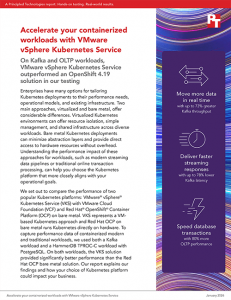First page of a report with the title: Accelerate your containerized workloads with VMware vSphere Kubernetes Service