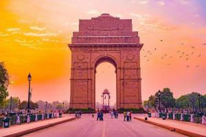 India Gate, New Delhi, surrounded by central government and filming zones